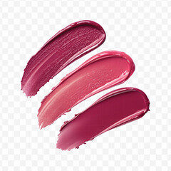  realistic 3d smooth glossy lipstick swatch smear smudge in different color style isolated on transparent background