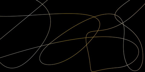 Abstract golden lines pattern texture business background. Luxury golden random chaotic wave lines black background 