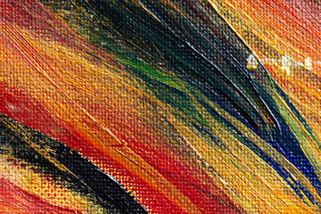 The texture of a canvas painting covered with oil paint