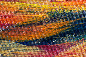 The texture of a canvas painting covered with oil paint