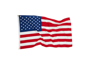 Fototapeta premium Waving American Flag with Realistic Fabric Texture, Isolated on White or Transparent Background