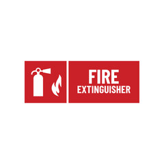 Fire Extinguisher Safety Sign with Arrow - Red Vector Icon