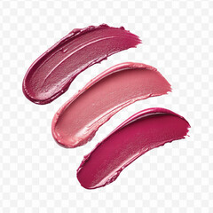  realistic 3d smooth glossy lipstick swatch smear smudge in different color style isolated on transparent background