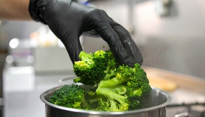 Broccoli Being Added to a Pot - Fresh Cooking, Nutritious Food, Healthy Lifestyle and Gourmet Food Preparation