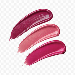  realistic 3d smooth glossy lipstick swatch smear smudge in different color style isolated on transparent background