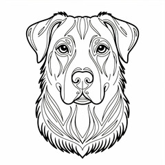 vector illustration of a dog head coloring page
