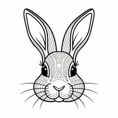 vector illustration of a rabbit head coloring page
