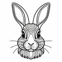 vector illustration of a rabbit head coloring page 