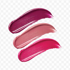  realistic 3d smooth glossy lipstick swatch smear smudge in different color style isolated on transparent background