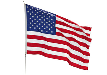 Fototapeta premium Waving American Flag with Realistic Fabric Texture, Isolated on White or Transparent Background