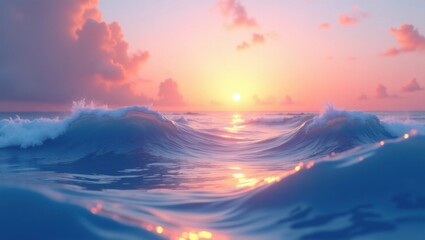 Fototapeta premium Serene Sunrise Over the Ocean Waves