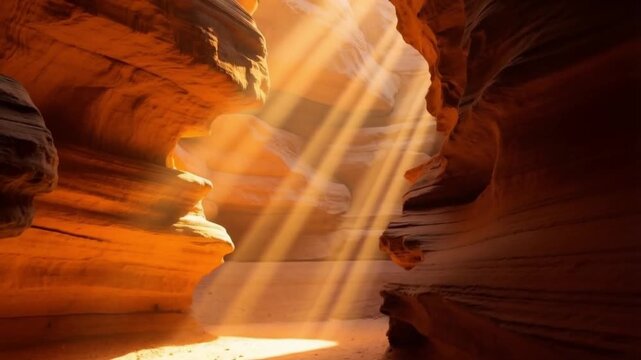 Sunlight streams through the narrow canyon walls of antelope canyon arizona usa landscape video