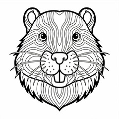 Beaver head illustration vector style coloring page