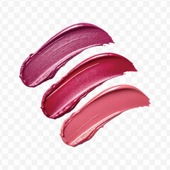  realistic 3d smooth glossy lipstick swatch smear smudge in different color style isolated on transparent background