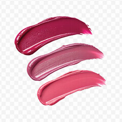  realistic 3d smooth glossy lipstick swatch smear smudge in different color style isolated on transparent background