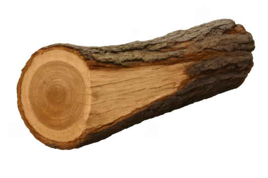 Log showing growth rings on transparent background