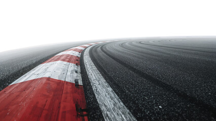 Abstract view of a racing circuit asphalt surface with blurred motion tire marks, isolated track