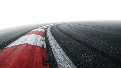 Abstract view of a racing circuit asphalt surface with blurred motion tire marks, isolated track