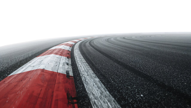 Abstract view of a racing circuit asphalt surface with blurred motion tire marks, isolated track