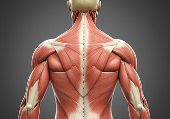 Human back muscles anatomy illustration