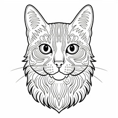 vector illustration of a cat head illustration vector style colouring page