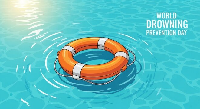 Lifebuoy Float in Swimming Pool for Water Safety and Drowning Prevention