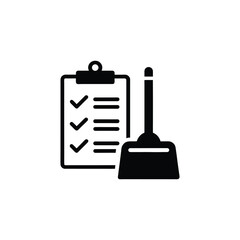 Cleaning Checklist Icons with Tick Marks and Clipboard Symbol