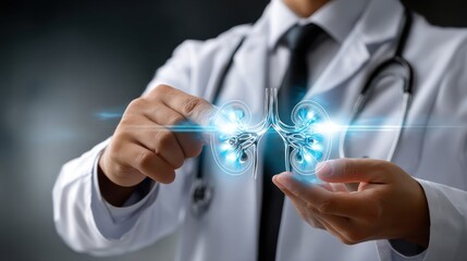 A doctor is holding a model of a kidney