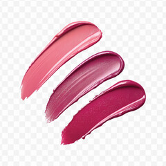 realistic 3d smooth glossy lipstick swatch smear smudge in different color style isolated on transparent background	
