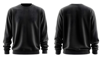 Blank black shirt mock up template, front and back view, isolated on white, plain t-shirt mockup. Tee sweater sweatshirt design presentation for print. without people
