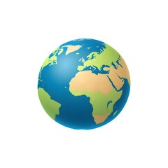 Fototapeta premium Simple 3D Illustration of Planet Earth, View of Europe and Africa, AI Generated
