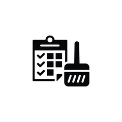 Cleaning Schedule Icons with Calendar and Checklist Glyph Style