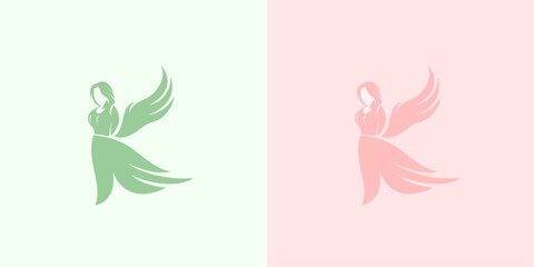woman with wings beauty fashion ilustration logo vector