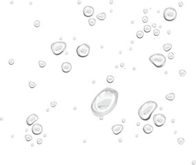 Vector water drop, drops, droplets. PNG drops, condensation on glass, on various surfaces. Realistic drops on a transparent background. Rain and dew.