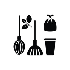 Eco Friendly Cleaning Icon Pack with Green Cleaning Glyph Style
