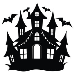 Haunted house spooky design silhouette vector art illustration