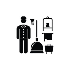 Hotel Housekeeping Icon Collection Featuring Room Service Symbols