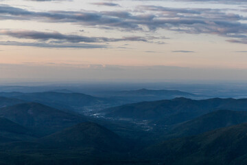 The mountains are drowning in the evening twilight