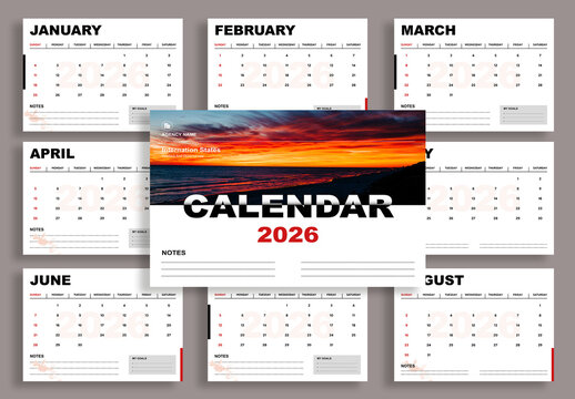 Clean Calendar Template Layout 2026