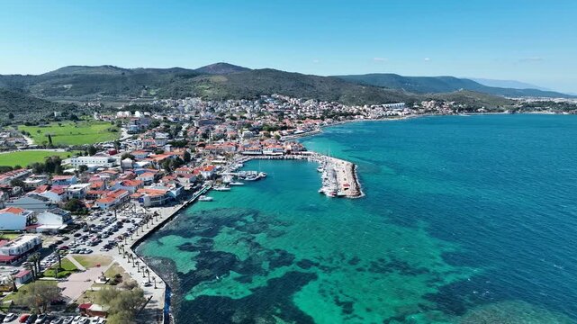 Drone footage of Izmir Urla district - Aegean town Urla high quality video