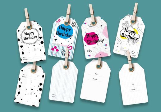 Classic Happy Birthday Gift Tags Layout