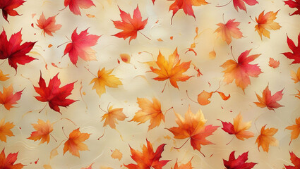 Fototapeta premium Autumn leaves fall background pattern october season maple leaf nature wallpaper thanksgiving day design