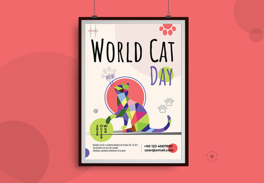 Minimal Cat Day Poster Template Layout