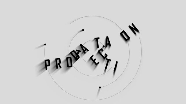 Data Protection Text Animation with Minimal Circle Motion Graphics. Light Circle Pulse Text Reveal. Subtle Circular Motion Title Intro.