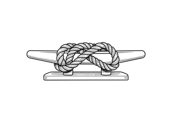 Nautical Rope Tied on Cleat
