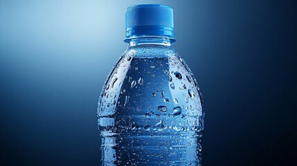 Refreshing Still Mineral Water Bottle with Glistening Condensation Droplets