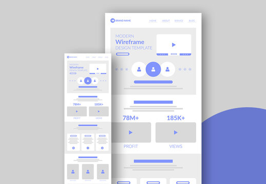 Modern Website Wireframe Layout Template