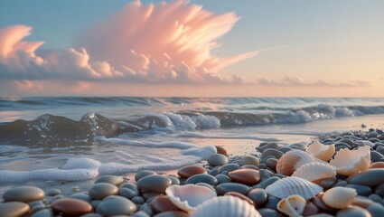 Obraz premium Beach & Pebbles at Sunrise – Coastal Serenity Loop