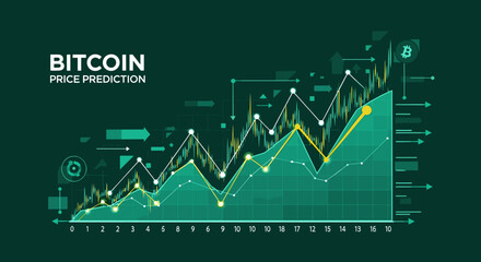 Naklejka premium Bitcoin Price Prediction Chart Cryptocurrency Finance Growth