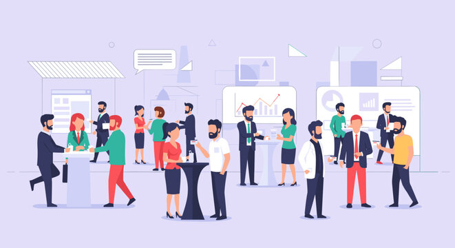 Business Networking Event Conference Illustration Flat Design